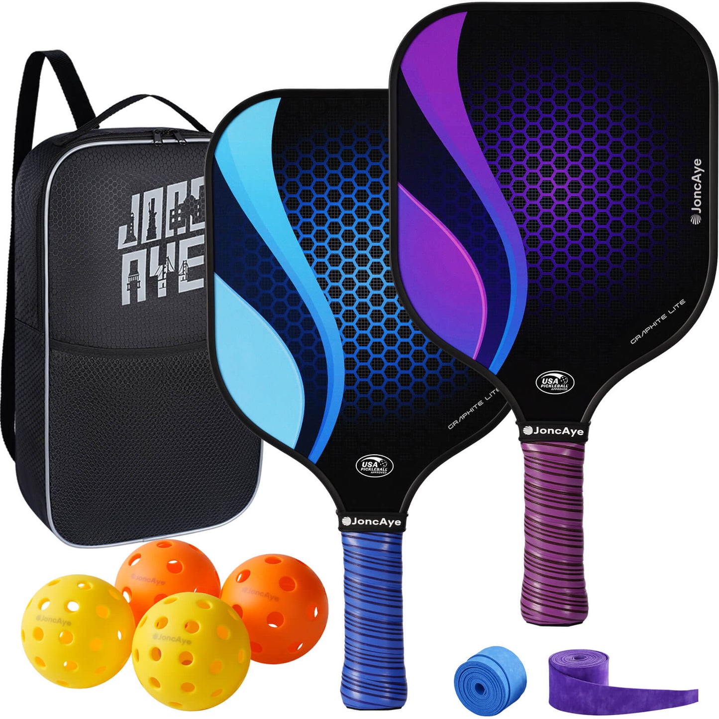 Pickleball Paddles Set GRAPHITE LITE 2 Pack, Green & Blue