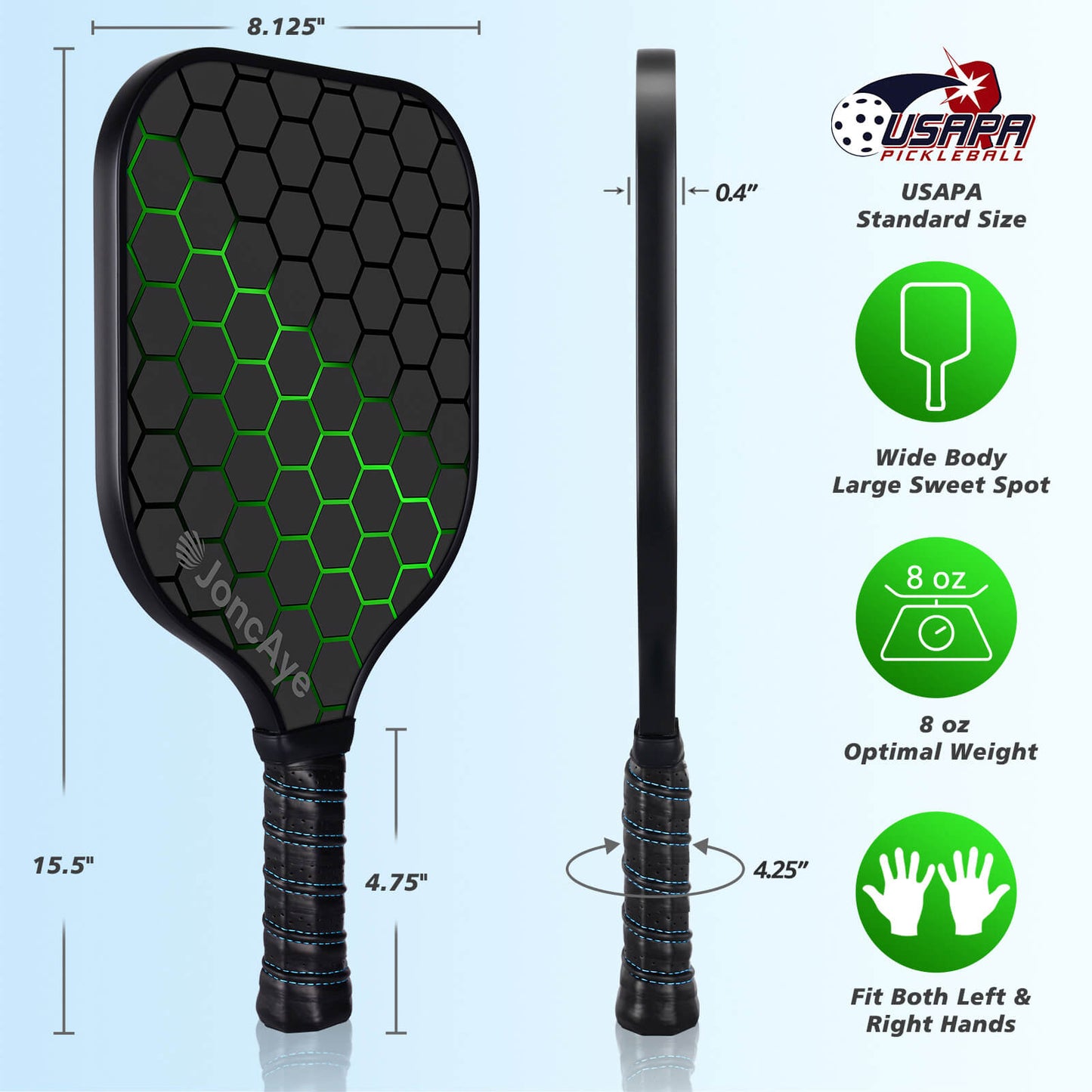 Pickleball Paddles Set BLITZ 2 Pack, Green & Blue