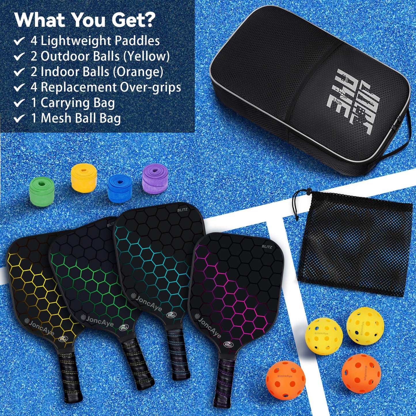 Pickleball Paddles Set BLITZ 4 Pack